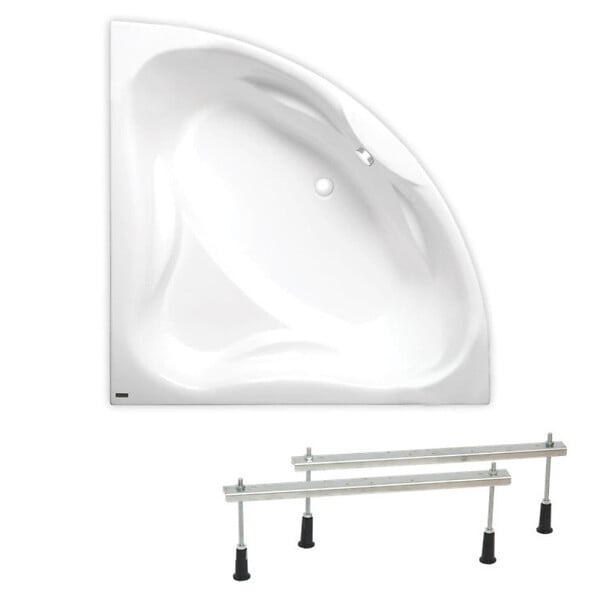 SIKO - 140x140 cm Cornelia baignoire d'angle avec pieds, Acrylique, Gauche et Droite, Blanc (CO1400NEW-SET) - large