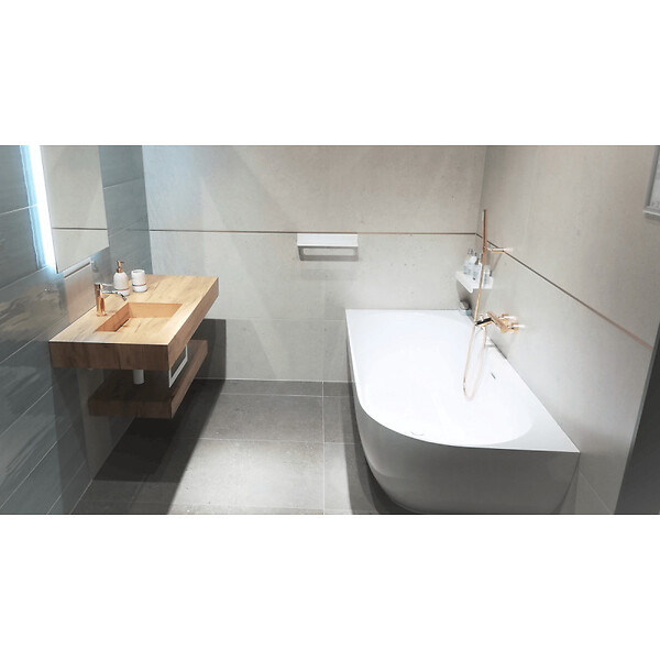 SWISS AQUA TECHNOLOGIES - Swiss Aqua Technologies Nelly 175 x 82 cm Baignoire droite Autoportante orientation gauche en marbre coulé, sans pieds, blanc (NEL1700L) - large