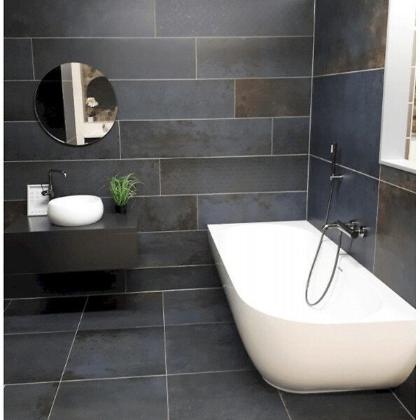 SWISS AQUA TECHNOLOGIES - Swiss Aqua Technologies Nelly 175 x 82 cm Baignoire droite Autoportante orientation gauche en marbre coulé, sans pieds, blanc (NEL1700L) - large