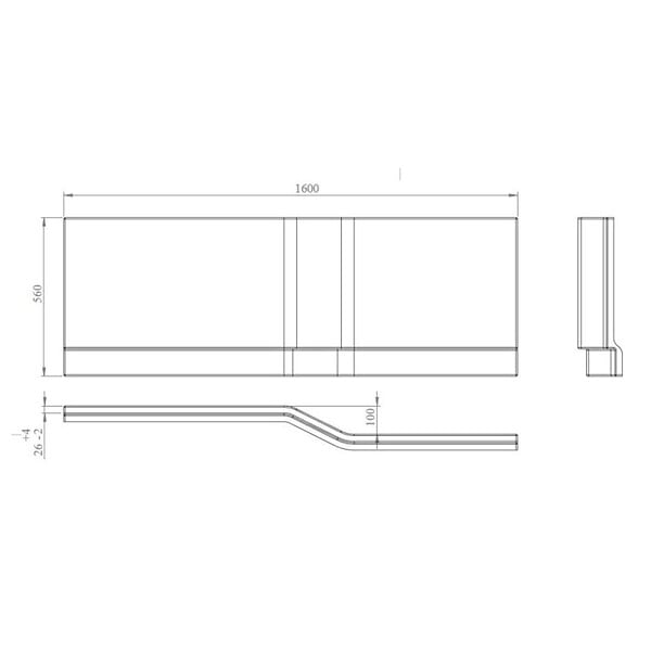 LAGUNA - 160x56 cm Beata Plus tablier de baignoire acrylique positionnement gauche, blanc (BEP1600L) - large