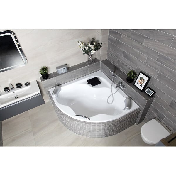 LAGUNA - 140 x 140 cm Samanta Plus baignoire d'angle en acrylique, sans pieds, blanc (SM1400PLUS) - large