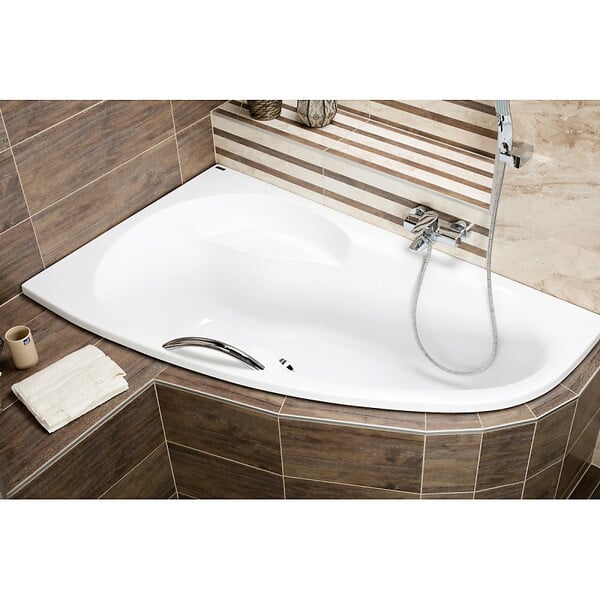 LAGUNA - 160 x 95 cm Luiza baignoire d'angle orientation gauche en acrylique, sans pieds, blanc (LU1600L) - large