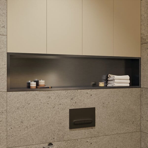 CERAMIA - Timeless Niche de Douche à encastrer, Acier Inoxydable 304, 120x28x10cm, Gun Métal brossé PVD - large