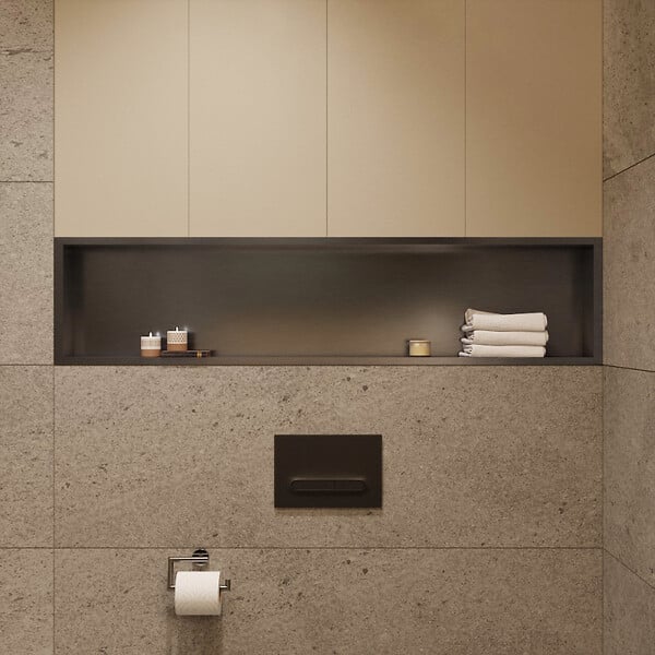 CERAMIA - Timeless Niche de Douche à encastrer, Acier Inoxydable 304, 120x28x10cm, Gun Métal brossé PVD - large