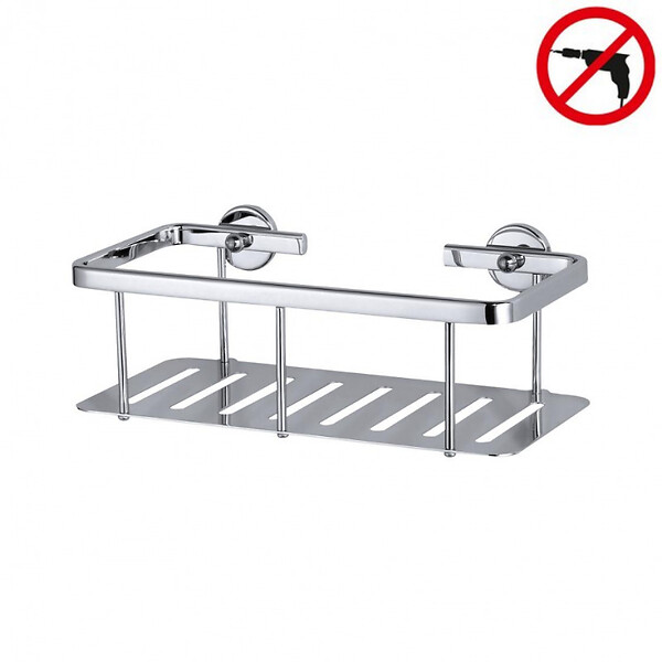 TESA - Aluxx Panier de douche en aluminium chromé inoxydable 9,2x25x12,5cm, pose facile sans perçage (40202-00000-00) - large