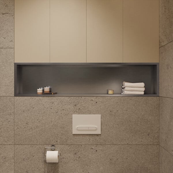 CERAMIA - Timeless Niche de Douche à encastrer, Acier Inoxydable 304, 120x28x10cm, Chrome brossé - large