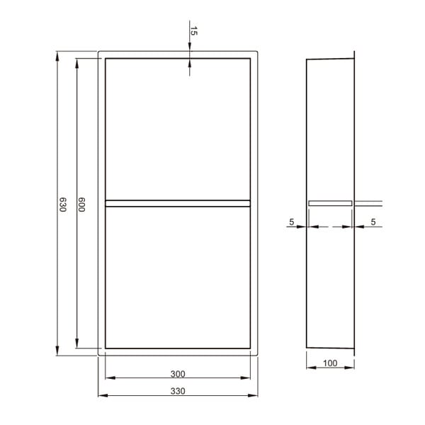 CERAMIA - Ceramia Timeless Niche de Douche à encastrer, Acier Inoxydable 304, 2 étagères, 60x30x10cm, Cuivre brossé PVD - large