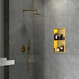 CERAMIA - Niche de Douche à encastrer, Acier Inoxydable 304, 2 étagères, 60x30x10cm, Or brossé PVD - vignette
