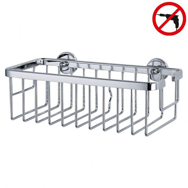 TESA - Aluxx Panier de bain/douche en aluminium chromé inoxydable, pose facile sans perçage (40201-00000-00) - large