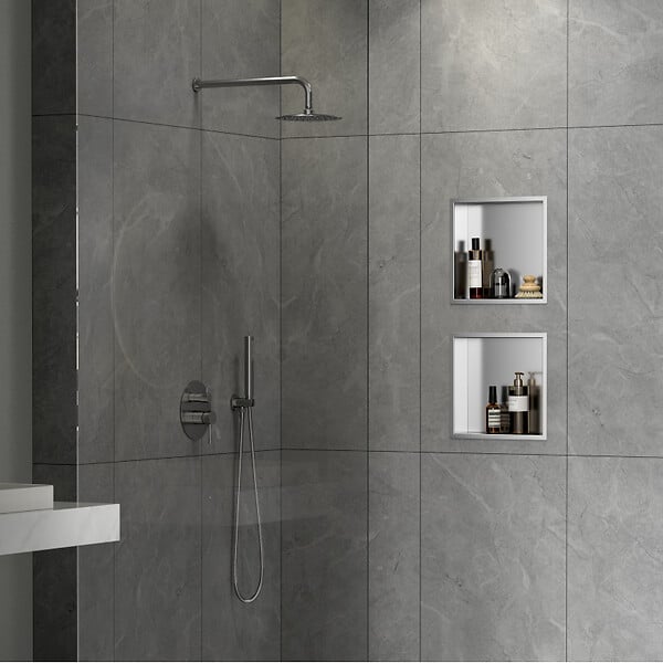 CERAMIA - Timeless Niche de Douche à encastrer, Acier Inoxydable 304, 30x30x10cm, Chrome brossé - large