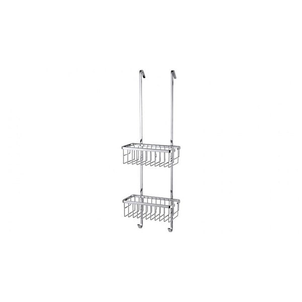 TESA - Aluxx Etagère 2 paniers à suspendre 75x25x16,3cm, Aluminium, Chrome, pose facile sans perçage (40204-00000-00) - large