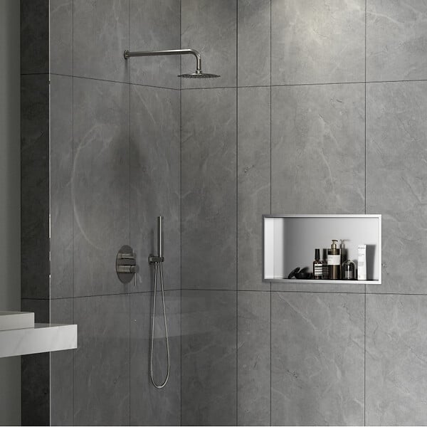 CERAMIA - Timeless Niche de Douche à encastrer, Acier Inoxydable 304, 60x30x10cm, Chrome brossé - large