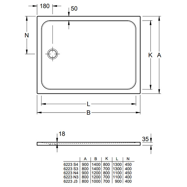 VILLEROY ET BOCH - Lifetime Plus Receveur de douche rectangulaire 1200 x 800 x 35 mm, Antidérapant, Blanc (6223N301) - large