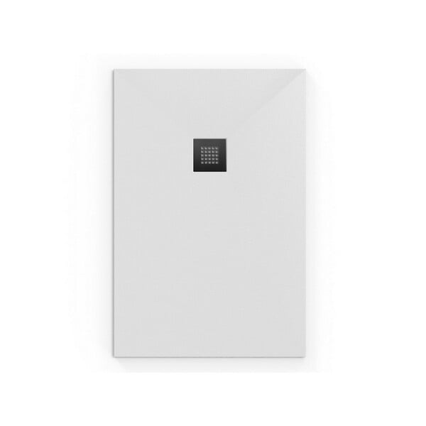 SWISS AQUA TECHNOLOGIES - Alek Receveur de douche rectangulaire 100x90 cm avec siphon, en marbre coulé, Blanc (SATALEK10090B-S) - large