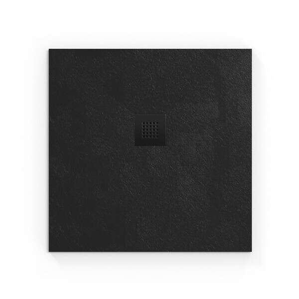 SWISS AQUA TECHNOLOGIES - Swiss Aqua Technologies B-Way Receveur de douche carré 80x80 cm avec siphon, en marbre coulé,  Noir (SATALEK80Q) - large