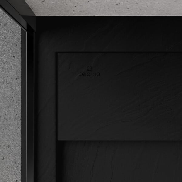 CERAMIA - Ceramia Alda Receveur de douche 90x90cm en pierre de synthèse durable, noir mat (ALD15-9090N) - large