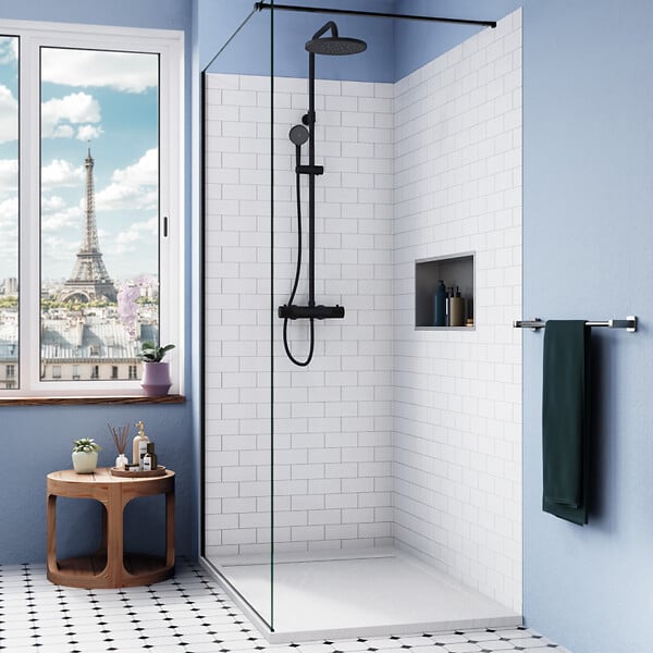 CERAMIA - Ceramia Alda Receveur de douche 120x90cm en pierre de synthèse durable, blanc mat (ALD15-12090B) - large