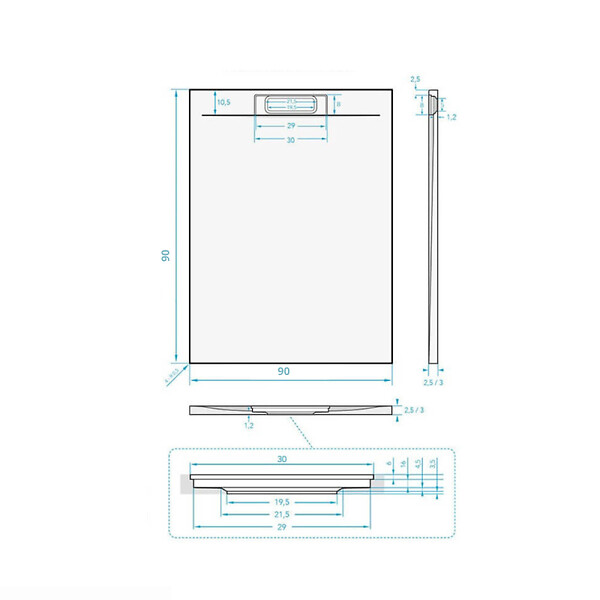 SWISS AQUA TECHNOLOGIES - Swiss Aqua Technologies Fusion Receveur de douche 90x90cm en marbre coulé avec siphon, Blanc (SATFU9090BL-S) - large