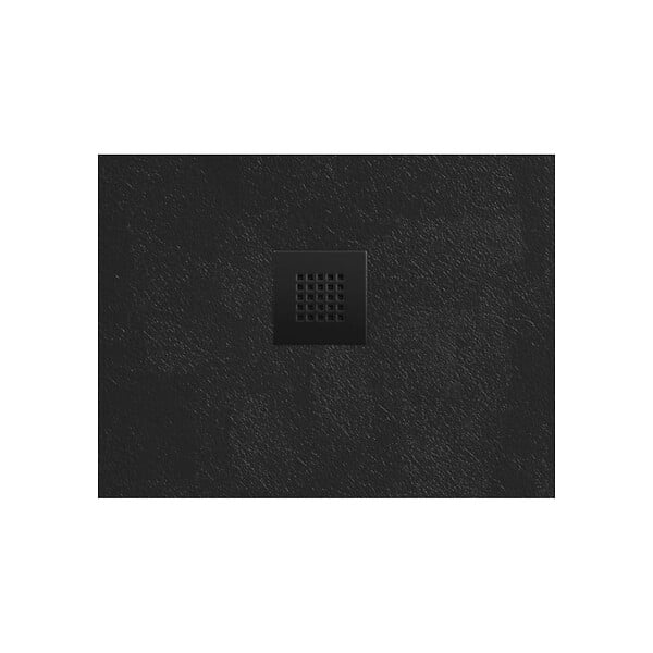SWISS AQUA TECHNOLOGIES - Swiss Aqua Technologies B-Way Receveur de douche quart de rond 90x90cm avec siphon, en marbre coulé, Noir (SATALEK90S) - large