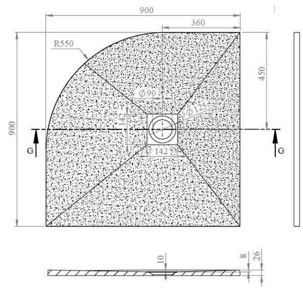 SWISS AQUA TECHNOLOGIES - Swiss Aqua Technologies B-Way Receveur de douche quart de rond 90x90cm avec siphon, en marbre coulé, Noir (SATALEK90S) - large