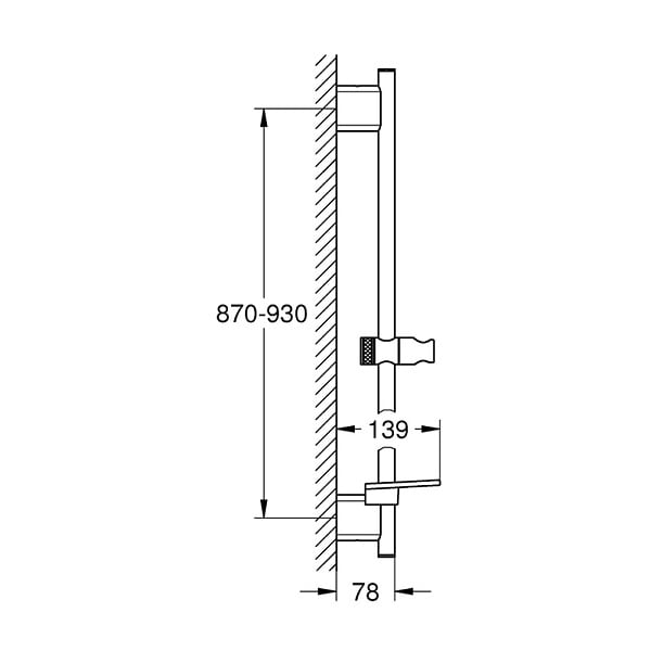GROHE - Rainshower SmartActive barre de douche 90 cm Ø 22 mm avec tablette porte-savon, chrome (G26603000) - large