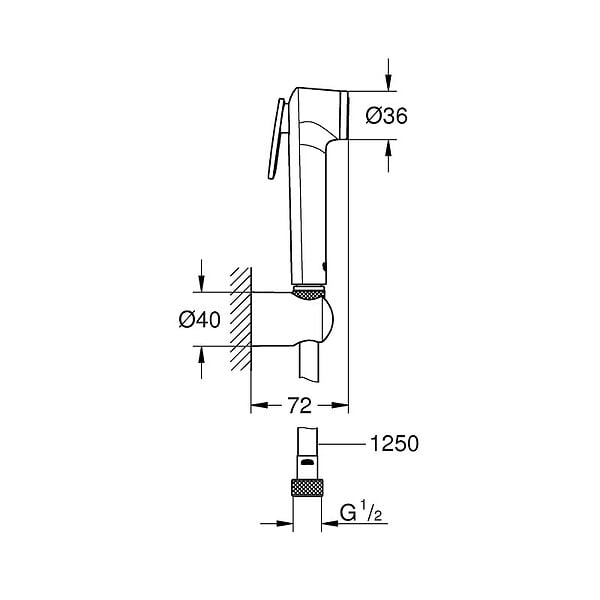 GROHE - Set TEMPESTA GROHE 27513001 - douchette 1 jet + support + flexible 125 cm - Chrome - large