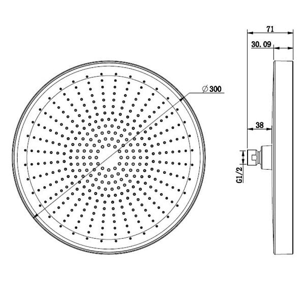SWISS AQUA TECHNOLOGIES - Douche de tête 1 jet ronde, diamètre 30 cm, noir/chrome (SATBSHS81) - large