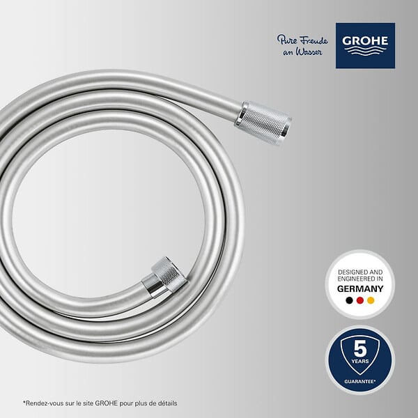 GROHE - Grohe VitalioFlex Silver flexible de douche anti-torsion 150 cm, chrome (G27505001) - large