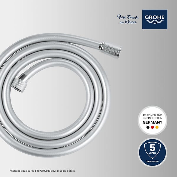 GROHE - VitalioFlex Silver flexible de douche anti-torsion 175 cm, chrome (G27506001) - large