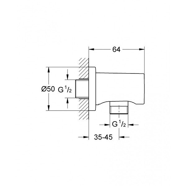 GROHE - Rainshower Coude à encastrer 1/2", Hard Graphite Brossé (27057AL0) - large