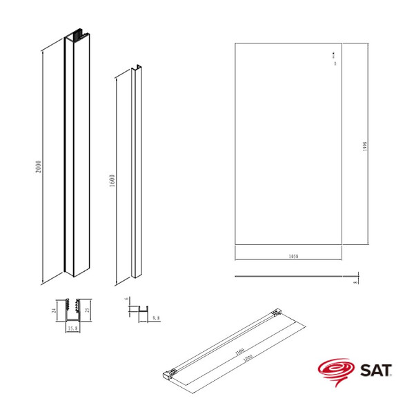 SWISS AQUA TECHNOLOGIES - Swiss Aqua Technologies Walk-in 110x200cm paroi en verre Crystal Glass®  8 mm anticalcaire, avec bras et profilés chrome brillant (SATBWI110PR) - large