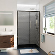 CERAMIA - Ceramia PURA Porte de douche 120x195cm coulissante anticalcaire avec profilés Noir mat (CERAHP120BGG) - vignette
