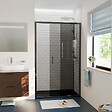 CERAMIA - Ceramia PURA Porte de douche 120x195cm coulissante anticalcaire avec profilés Noir mat (CERAHP120BGG) - vignette
