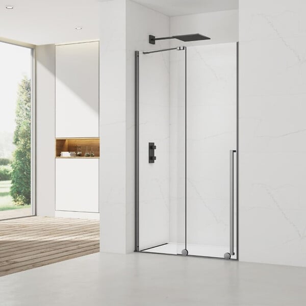 SWISS AQUA TECHNOLOGIES - Swiss Aqua Technologies X-MOTION Porte de douche 110x200cm Coulissante, anticalcaire avec profilé Gun métal (SATBWIXM110NIKAGM) - large