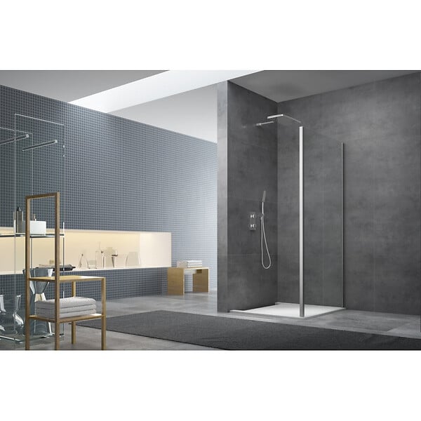 SWISS AQUA TECHNOLOGIES - Swiss Aqua Technologies Tex Paroi latérale en verre transparent EasyClean + Profilé chrome, 90x195cm (SIKOSTENATEXD90) - large