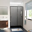 CERAMIA - Ceramia PURA Porte de douche 100x195cm coulissante anticalcaire avec profilés Noir mat (CERAHP100BGG) - vignette