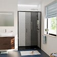 CERAMIA - Ceramia PURA Porte de douche 100x195cm coulissante anticalcaire avec profilés Noir mat (CERAHP100BGG) - vignette
