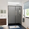 CERAMIA - Ceramia PURA Porte de douche 140x195cm coulissante anticalcaire avec profilés Noir mat (CERAHP140BGG) - vignette