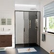 CERAMIA - Ceramia PURA Porte de douche 140x195cm coulissante anticalcaire avec profilés Noir mat (CERAHP140BGG) - vignette