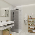 SWISS AQUA TECHNOLOGIES - Swiss Aqua Technologies Walk-in 80x200cm Paroi en verre fumé 8 mm anticalcaire, avec bras et profilés noir mat (SATBWI80KSPRC) - vignette