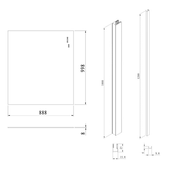 SWISS AQUA TECHNOLOGIES - Swiss Aqua Technologies Pare-muret 100x90cm Paroi en verre Crystal Glass® 8 mm anticalcaire, avec bras et profilés noir mat (SATBWIS90PRC) - large