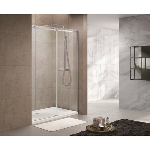 SWISS AQUA TECHNOLOGIES - Swiss Aqua Technologies T-Linea Porte coulissante de douche verre trempé Easy Clean 120x200cm, Ouverture gauche à droite (TLDNEW120P02) - large