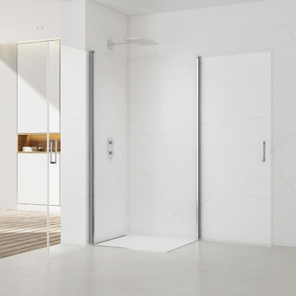 SWISS AQUA TECHNOLOGIES - Swiss Aqua Technologies Set Porte de douche 90x196 cm transparente + Profilé pour paroi de douche + Poignée pour porte de douche (SATFUD90NIKA) - large