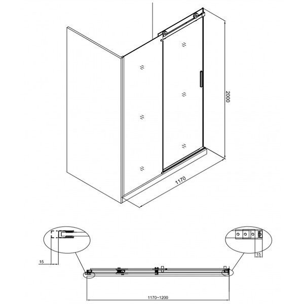 SWISS AQUA TECHNOLOGIES - Swiss Aqua Technologies T-Linea Porte coulissante douche verre trempé Easy Clean 120x200cm Ouverture droite à gauche TLDNEW120L01 - large
