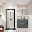 CERAMIA - Ceramia Zenith Porte de douche 90x195cm pivotante anticalcaire avec profilés Noir mat (CERAHZ90B) - vignette