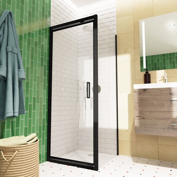 SWISS AQUA TECHNOLOGIES - Swiss Aqua Technologies TEX-C ensemble porte compact/paroi 80x100cm anticalcaire avec profilés noir mat (SATTEXC80S100C) - large