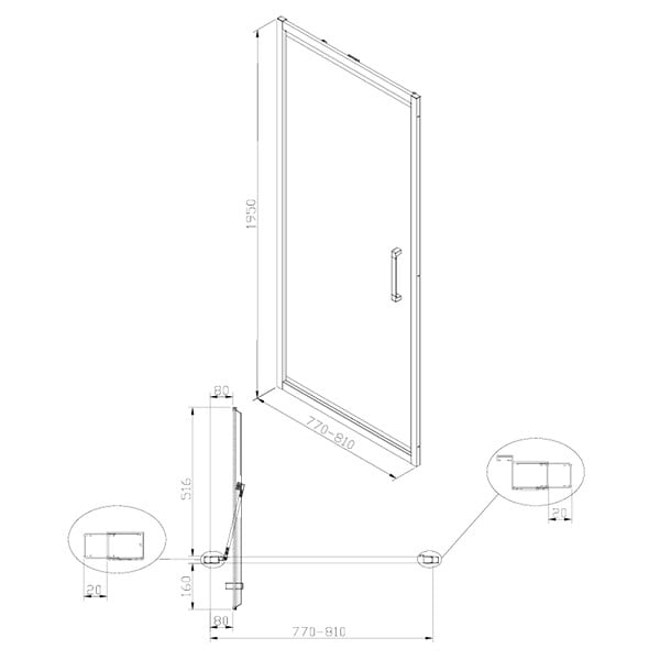 SWISS AQUA TECHNOLOGIES - Swiss Aqua Technologies TEX-C ensemble porte compact/paroi 80x100cm anticalcaire avec profilés noir mat (SATTEXC80S100C) - large