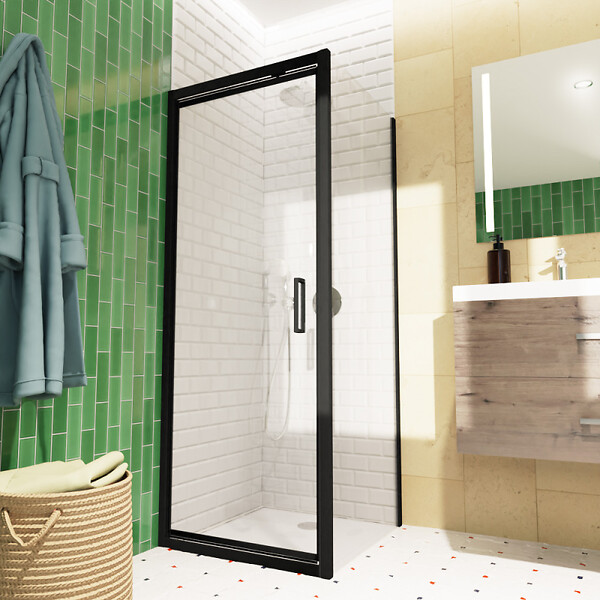 SWISS AQUA TECHNOLOGIES - Swiss Aqua Technologies TEX-C ensemble porte compact/paroi 90x90cm anticalcaire avec profilés noir mat (SATTEXC90S90C) - large