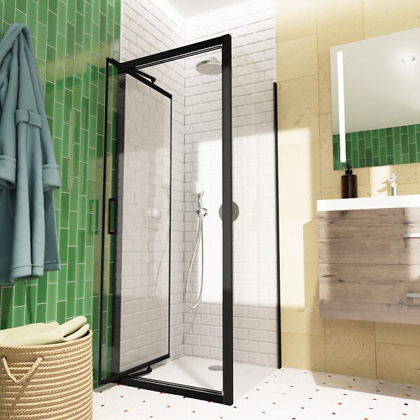 SWISS AQUA TECHNOLOGIES - Swiss Aqua Technologies TEX-C ensemble porte compact/paroi 90x90cm anticalcaire avec profilés noir mat (SATTEXC90S90C) - large