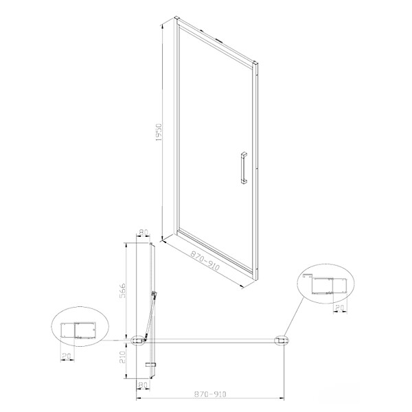 SWISS AQUA TECHNOLOGIES - Swiss Aqua Technologies TEX-C ensemble porte compact/paroi 90x90cm anticalcaire avec profilés noir mat (SATTEXC90S90C) - large